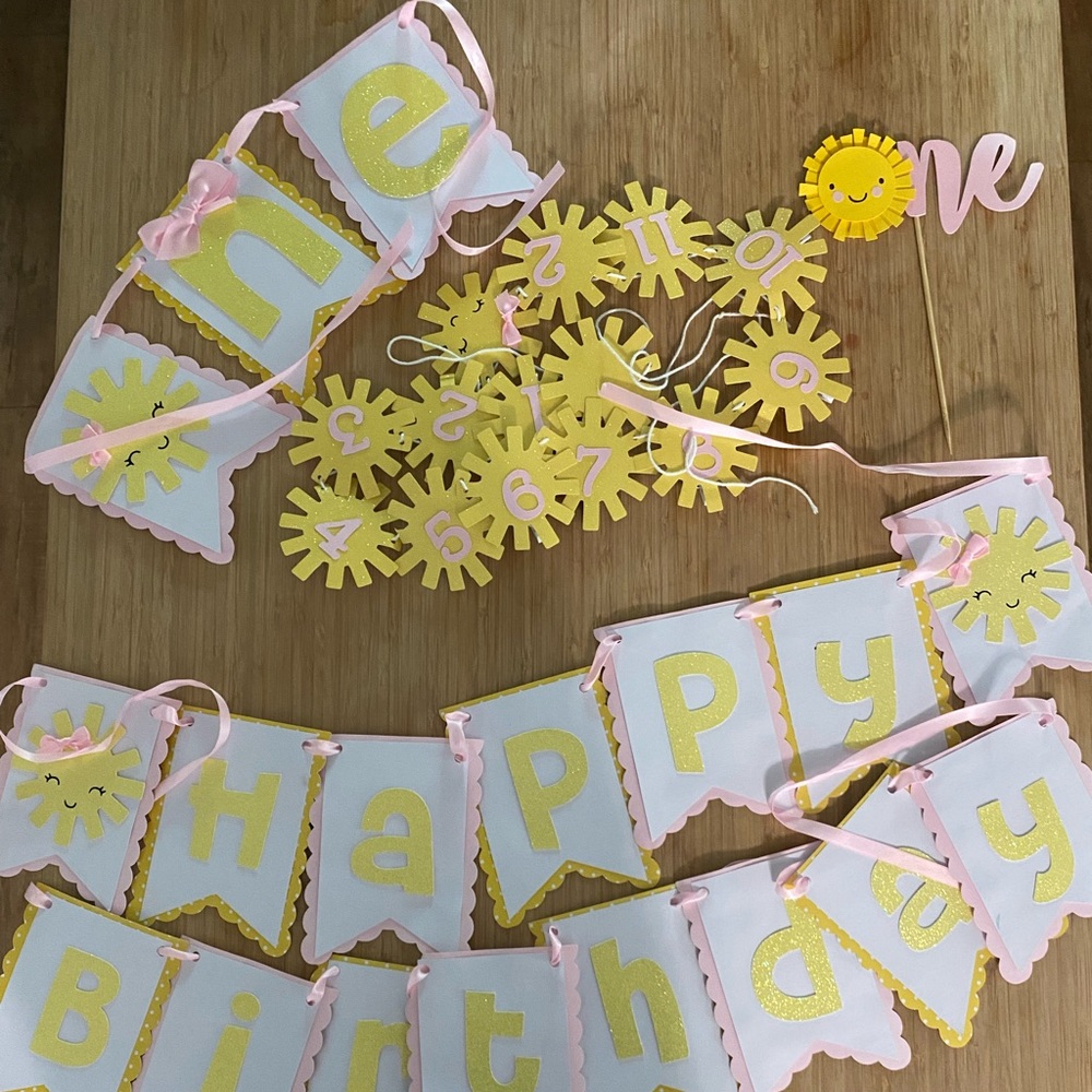 Sunshine 1st birthday decor - custom from Etsy